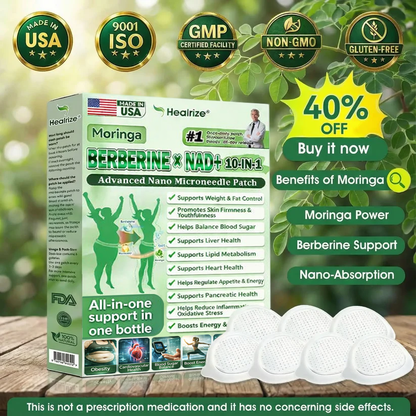 🇺🇸 𝐎𝐟𝐟𝐢𝐜𝐢𝐚𝐥 𝐔𝐒 𝐒𝐭𝐨𝐫𝐞 | 🧑‍⚕️🩺 𝐇𝐞𝐚𝐥𝐫𝐢𝐳𝐞® Moringa · Berberine × NAD+ 𝟏𝟎-𝐢𝐧-𝟏 𝐀𝐝𝐯𝐚𝐧𝐜𝐞𝐝 𝐍𝐚𝐧𝐨 𝐌𝐢𝐜𝐫𝐨𝐧𝐞𝐞𝐝𝐥𝐞 𝐏𝐚𝐭𝐜𝐡 — 𝐎𝐧𝐜𝐞 𝐃𝐚𝐢𝐥𝐲, 𝐕𝐢𝐬𝐢𝐛𝐥𝐞 𝐑𝐞𝐬𝐮𝐥𝐭𝐬 𝐢𝐧 𝟕 𝐃𝐚𝐲𝐬